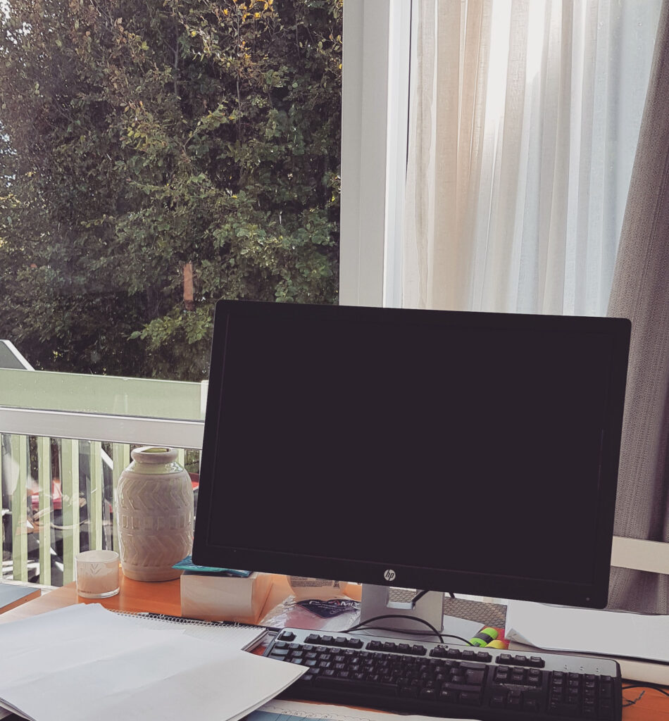 Working from home on the dining room table